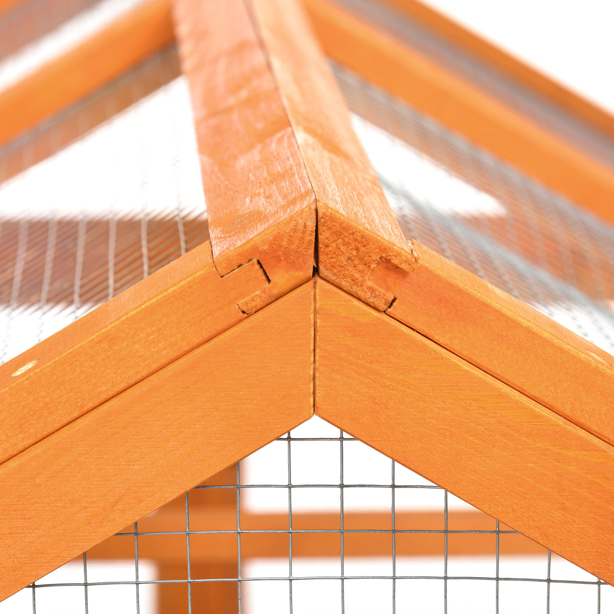 Wooden Chicken Run with Perches - Combinable Design, Orange, 830x380x560mm