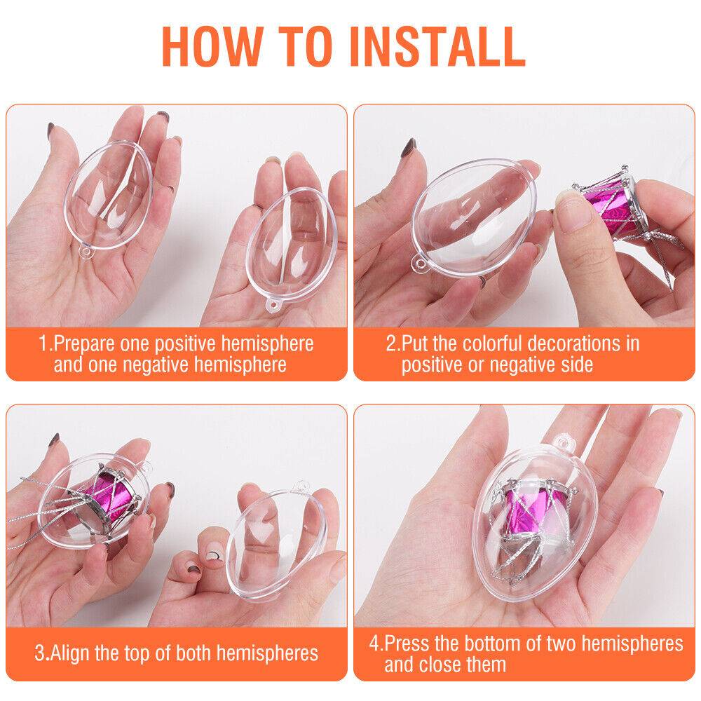 5 PCS Clear Plastic Fillable Christmas Tree Ornaments