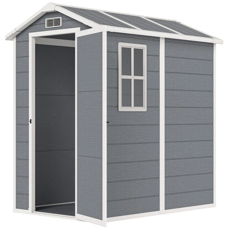 Gray Outdoor Storage Shed - Tool & Garden Equipment Organizer