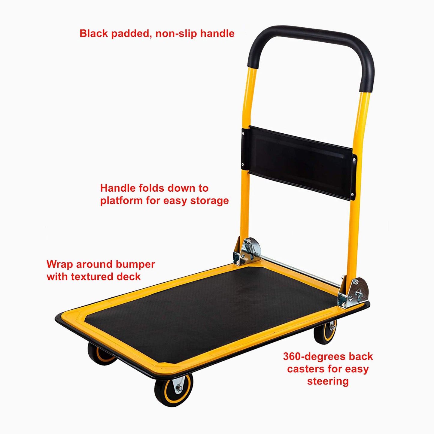 Heavy Duty Folding Platform Truck - 660 Lbs Capacity, Yellow