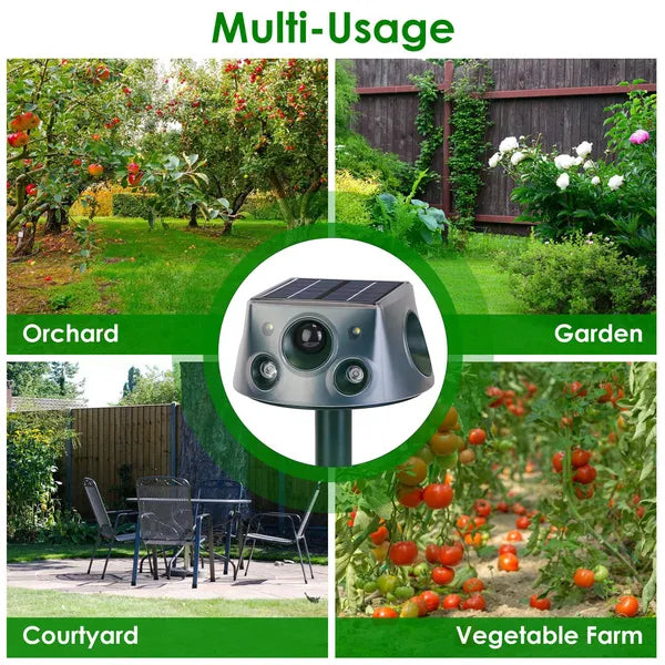 Ultrasonic Solar Animal Repeller - 6 Modes Waterproof Pest Control