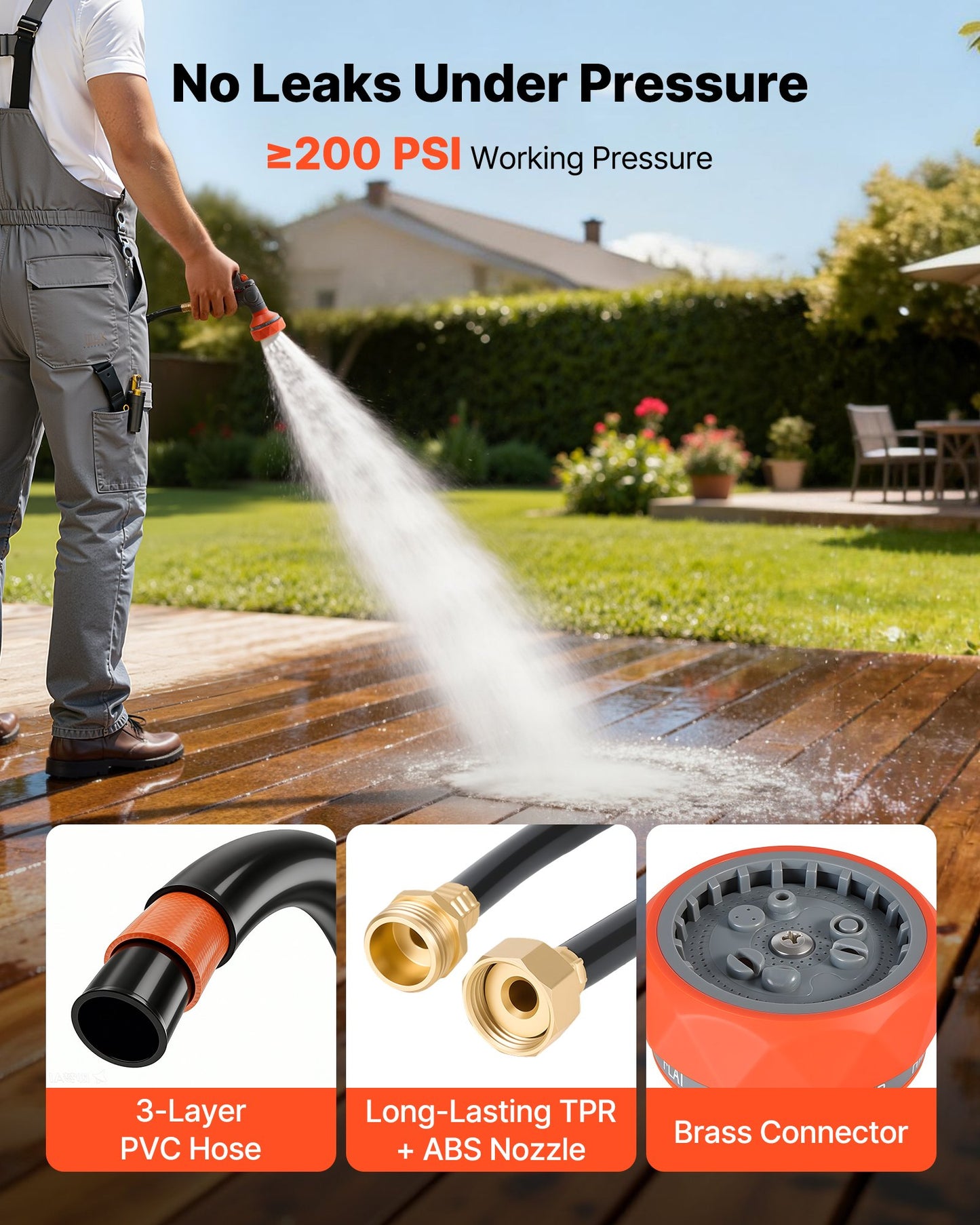 Retractable Garden Hose Reel with 130 Ft & 9-Function Spray Nozzle - Wall Mount, Black