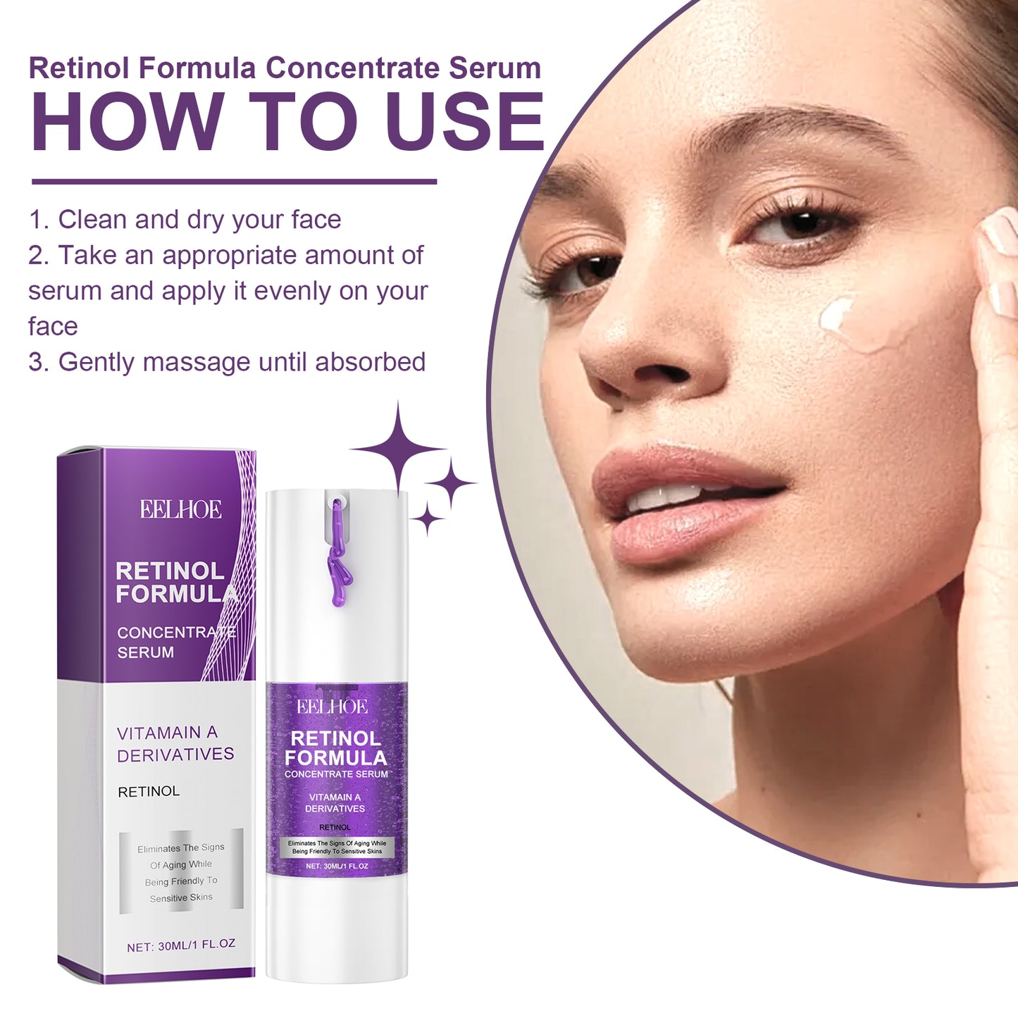 Retinol Anti-Wrinkle Face Serum with Hyaluronic Acid & Niacinamide - 30ml