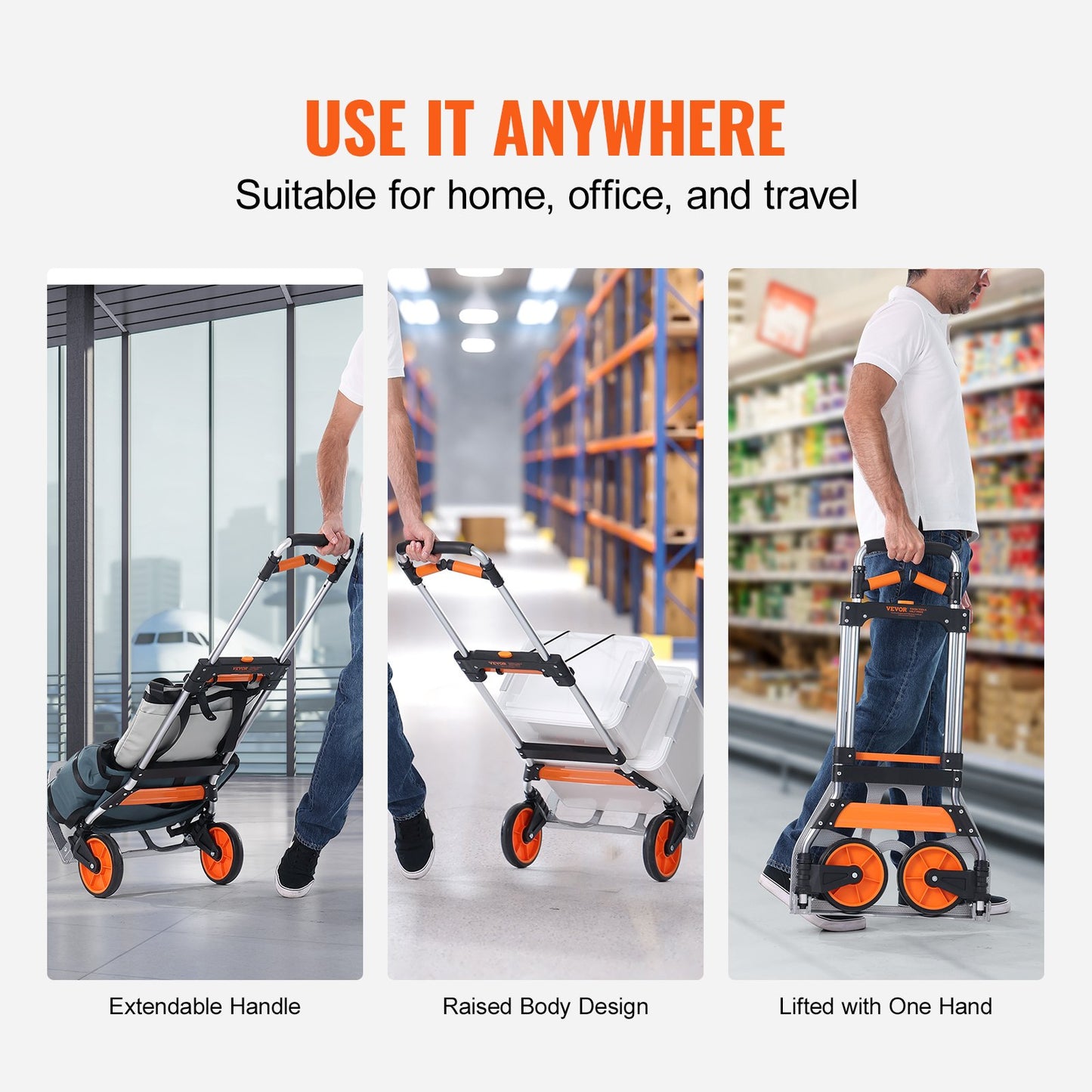 Folding Hand Truck 309 Lb Capacity Aluminum Portable Dolly with Telescoping Handle