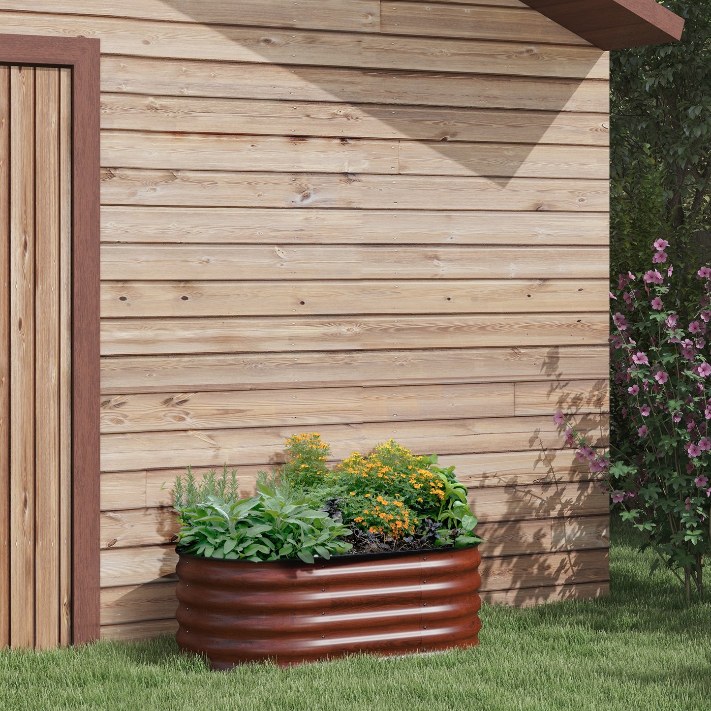 Galvanized Raised Garden Bed Kit - Metal Planter Box with Safety Edging, Brown - 41.25 x 23.5 x 16.5 Inches