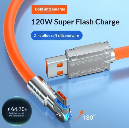 120W Fast Charging USB-C Cable for Android Devices - Rotating 1m-2m