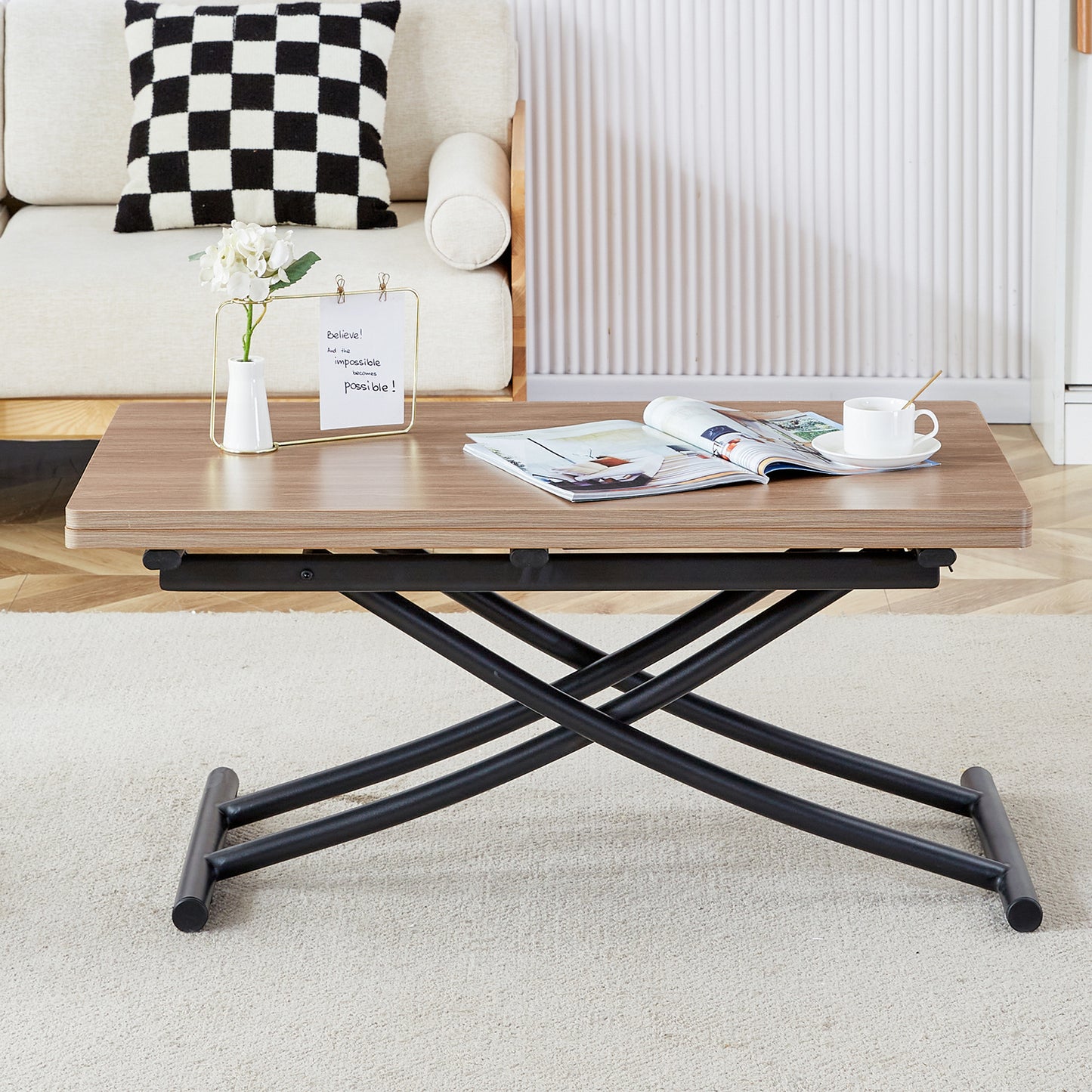 Modern Minimalist Multifunctional Lifting Table, With A 0.8-inch Wood