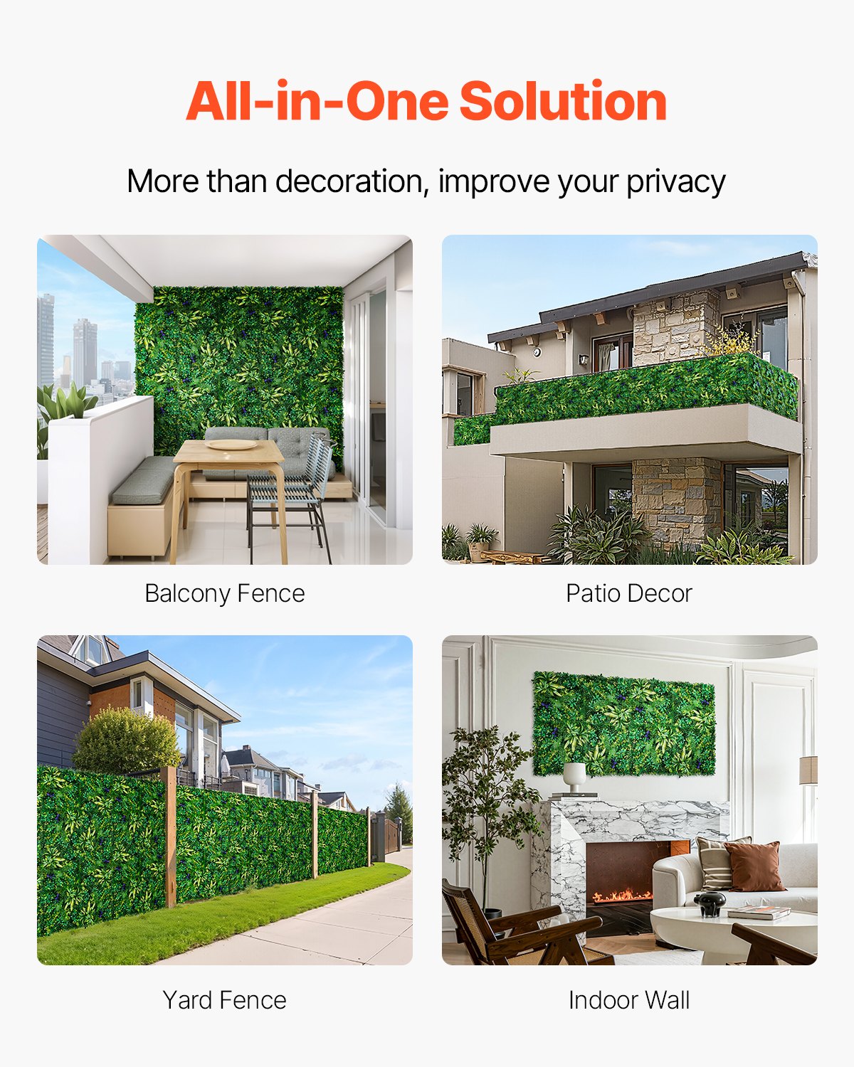 Artificial Grass Wall Panels 12 Pieces 20x20 Inch Outdoor Privacy Fencing