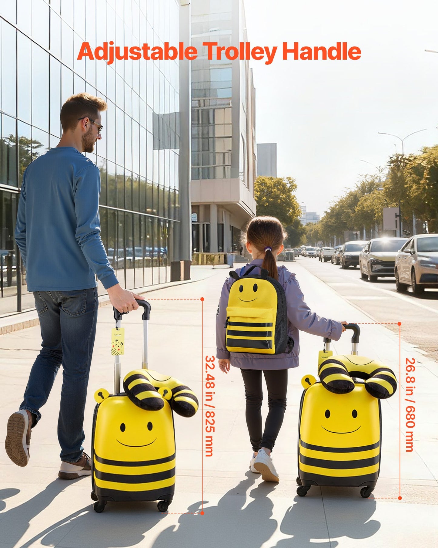 Kids Luggage Set 5 Pieces, 18-Inch Hardside Carry-On Suitcase with Backpack & Pillow