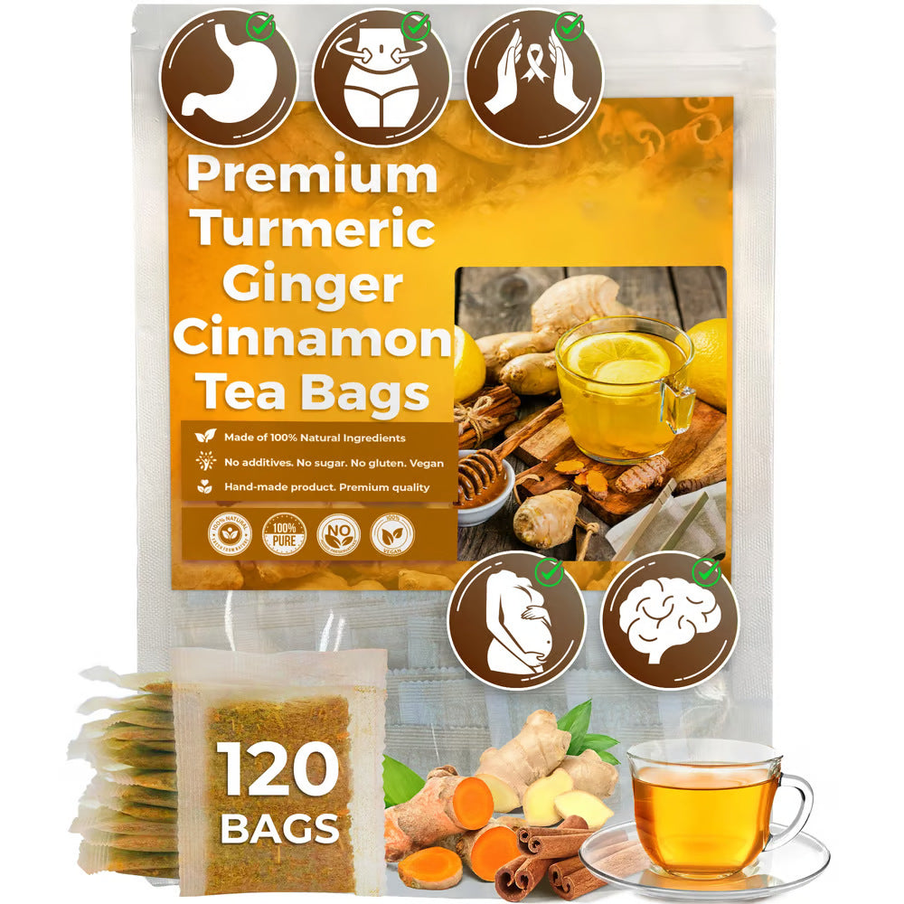 Natural Yellow Turmeric Herbal Tea Bags - Premium Health Supplement