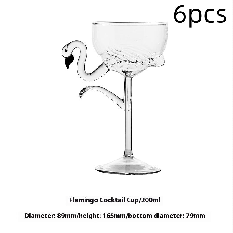Creative Flamingo Cocktail Glass Set - Pink & Transparent Martini Stemware
