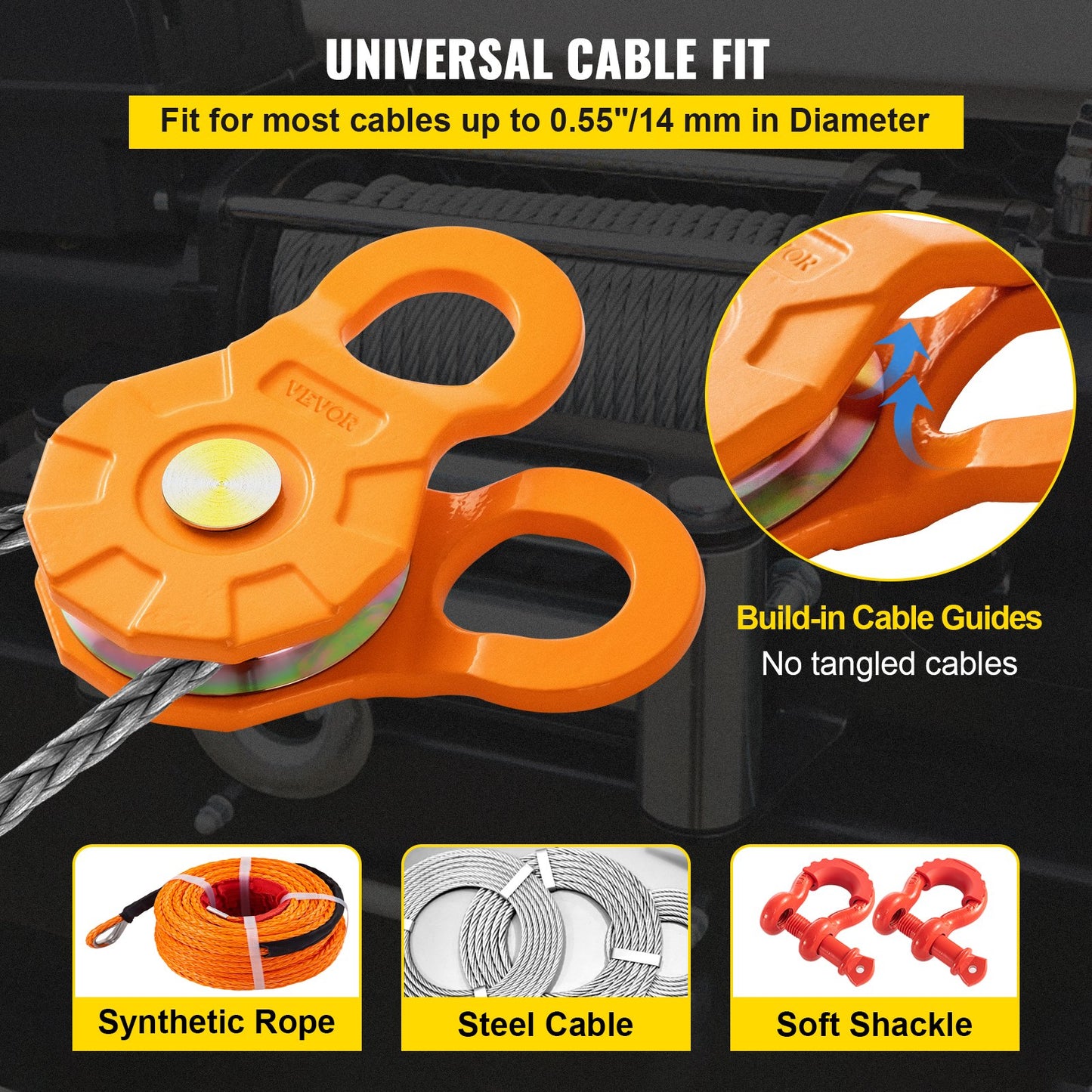 Heavy Duty Snatch Block Winch Pulley 11T 25,000LBS Off-Road Recovery Gear