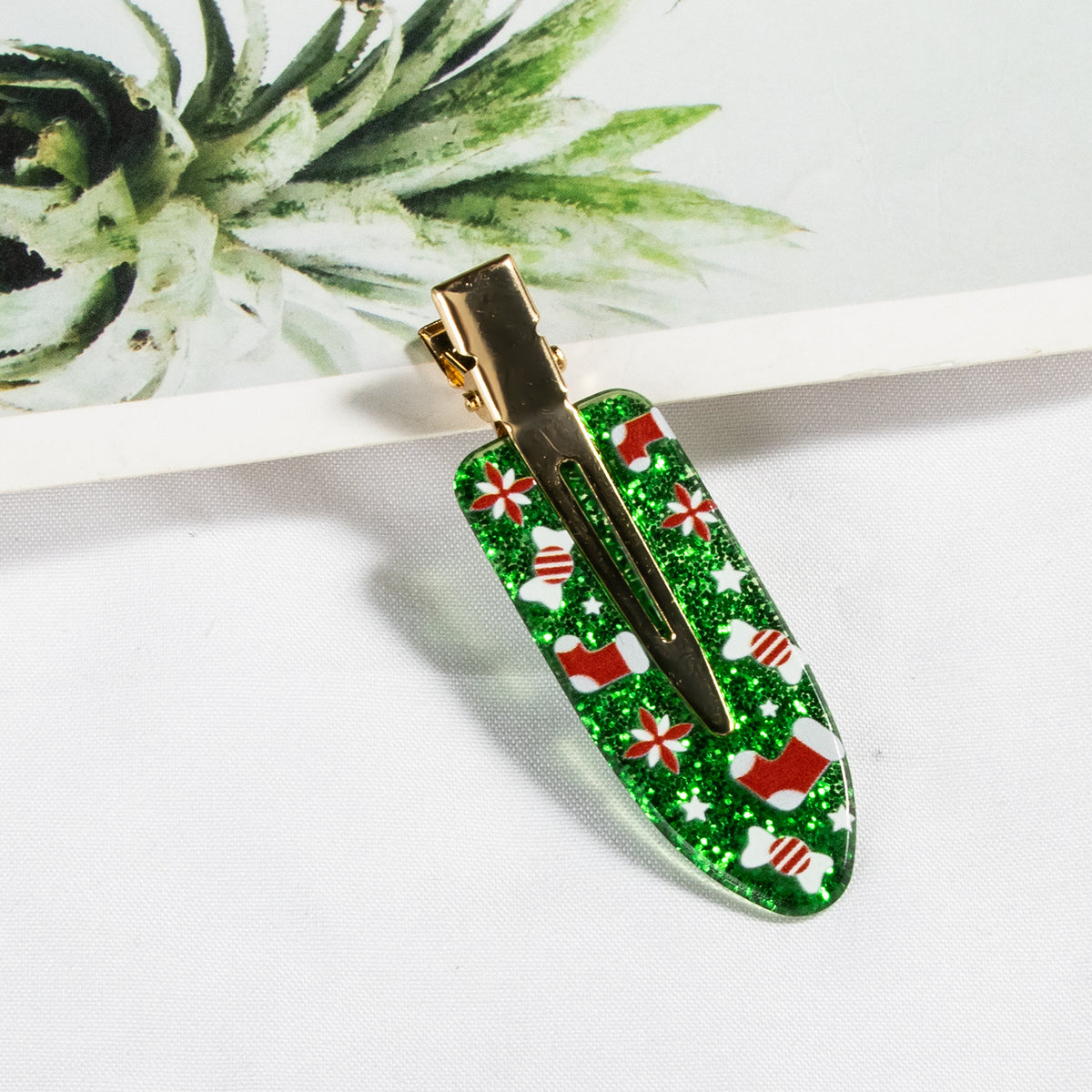 Christmas Holiday Hair Clips - Festive Acrylic Designs
