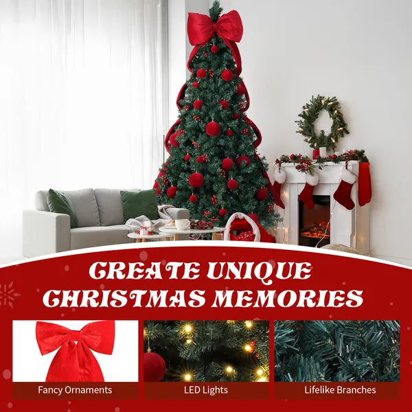 7.5 FT Artificial Christmas Tree with 300 Warm White LED Lights