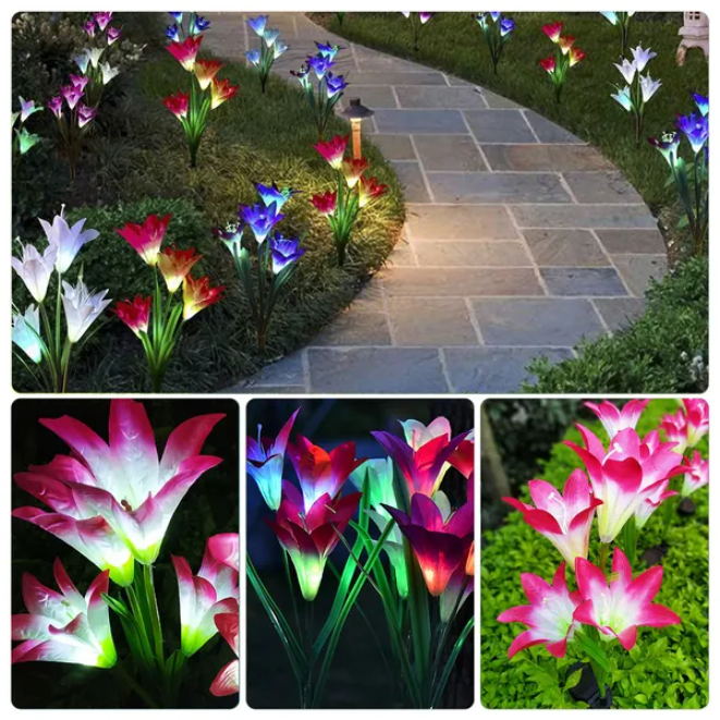 2 Pack Solar Garden Lily Flower LED Lights Outdoor