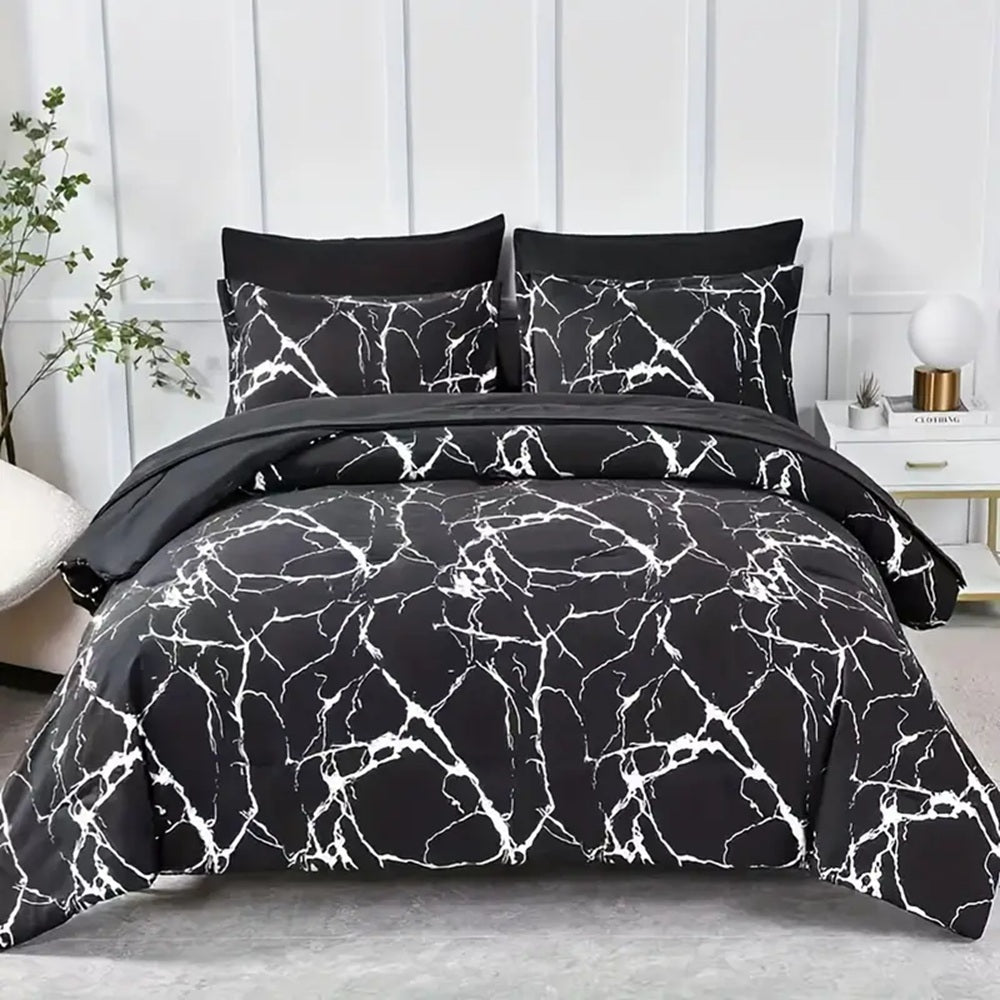 Black Marble Pattern Bedding Set - Multiple Sizes Available