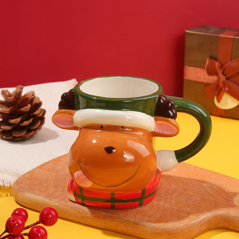 Korean Style Ceramic Mug with Cover for Hot Beverages - Cartoon Girl Design