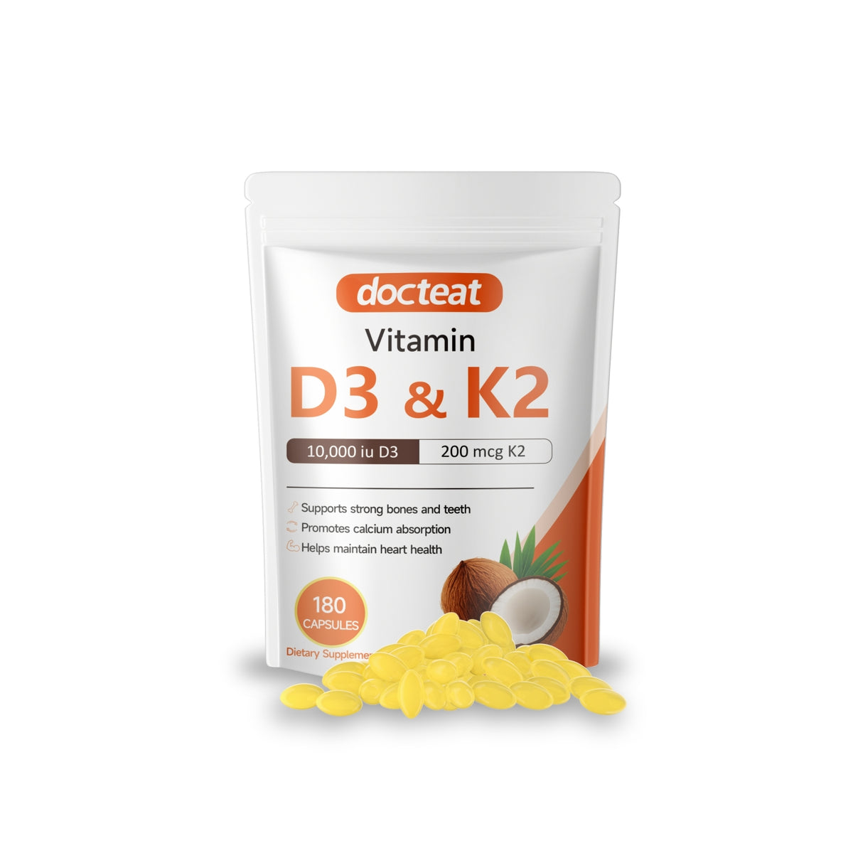 Vitamin D3 & K2 Soft Capsules - 180 Count