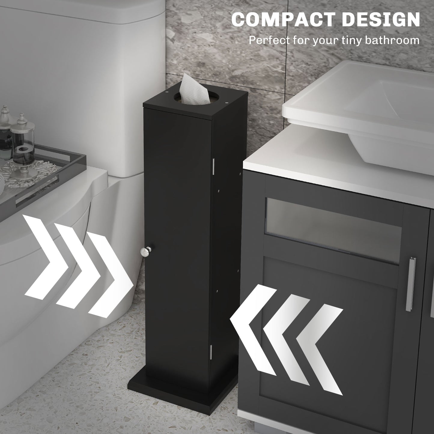 Corner Bathroom Cabinet - Black Toilet Paper Storage Organizer