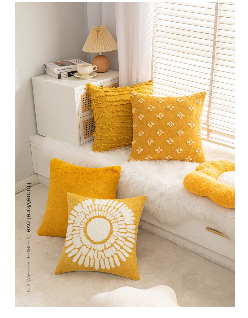 Solid Color Pillow Cover Set 45x45cm Cotton Linen Decorative Cushion Cases