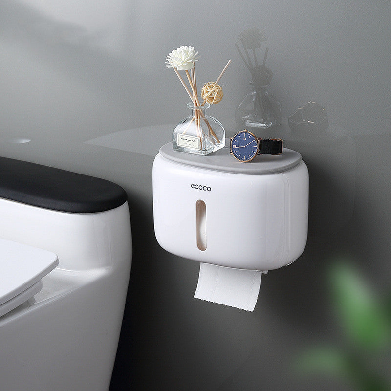 Wall-Mounted Waterproof Toilet Tissue Box Rack with Perforated Design