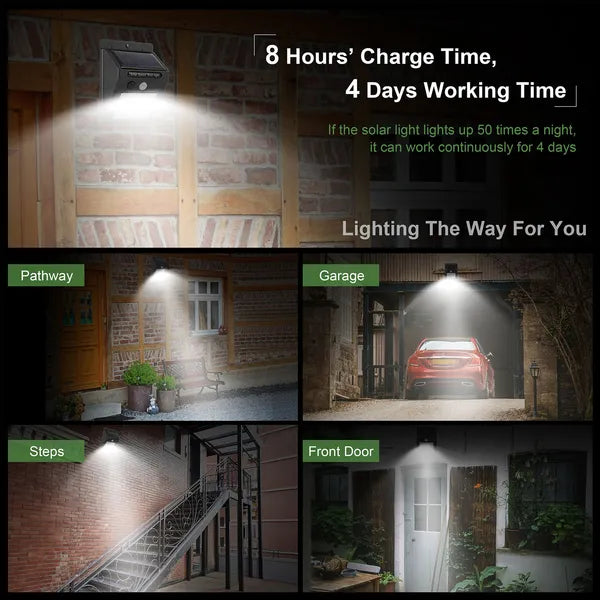 Solar Motion Sensor Light - 20 LEDs, IP65 Waterproof, Black