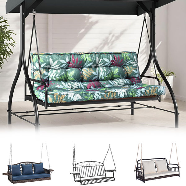 Outdoor Swing Cushion 70 Inch Waterproof 4-Inch Thick Replacement with Backrest & Ties for Garden Porch