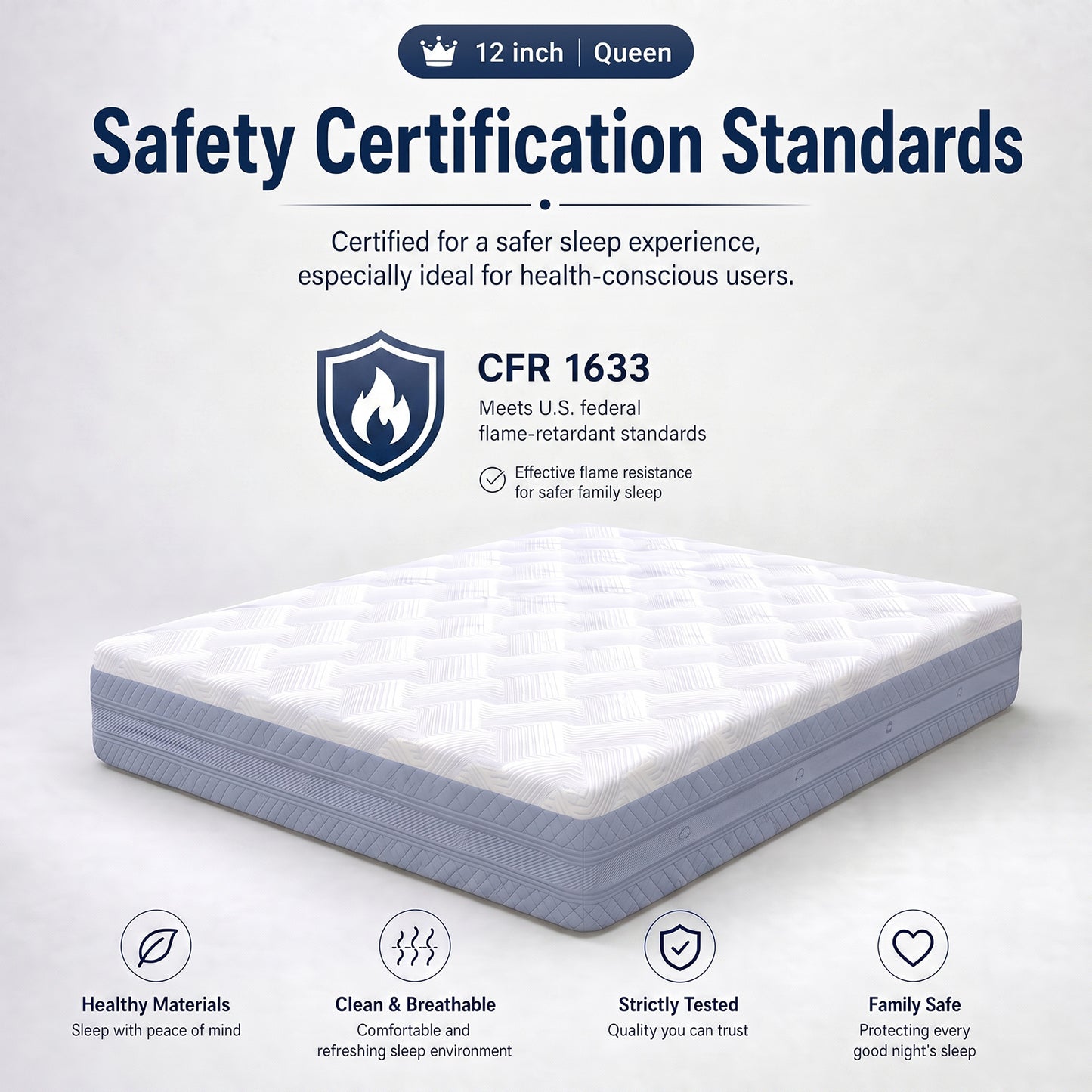 Queen Memory Foam Mattress - 12 Inch High Density Comfort