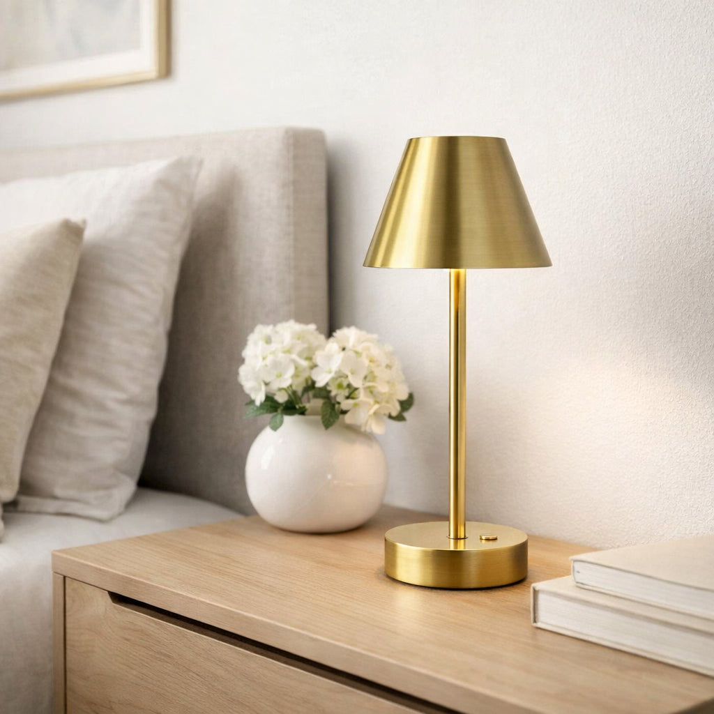 Elegance Rechargeable LED Table Lamp Plated Brass Touch Switch