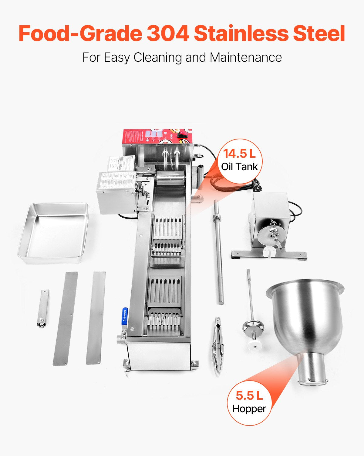Commercial Automatic Donut Maker Machine - Single Row 90 PCS/hr, Silver