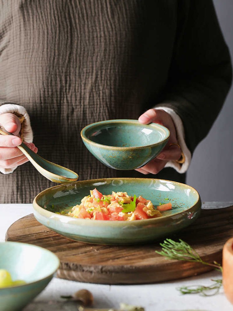 Creative Irregular Ceramic Plate - Retro Tableware for Dining, Small to Large Sizes