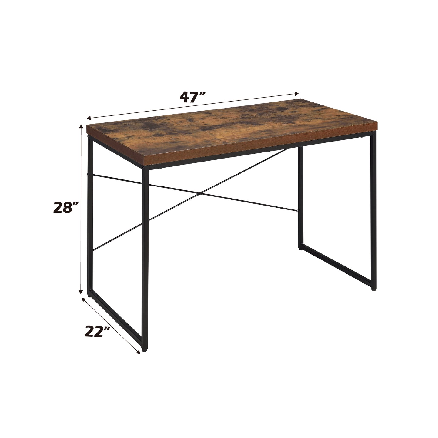 Weathered Oak & Black Metal Writing Desk - Small Dining Table