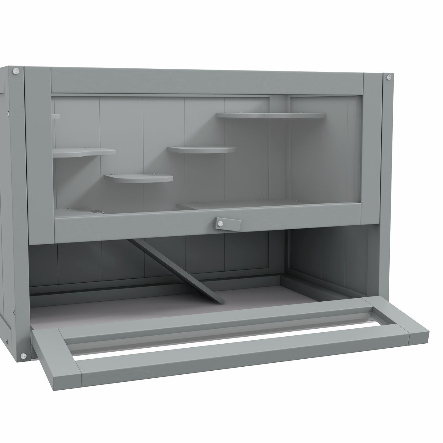 2-Level Hamster Cage with Openable Roof and Shelves - Gray, 660x160x455 mm