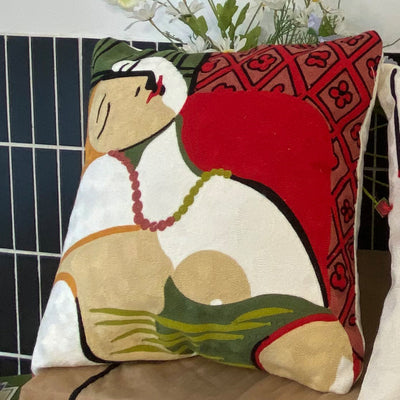 Decorative Embroidered Cushion Cover Abstract Picasso Style 45x45 cm