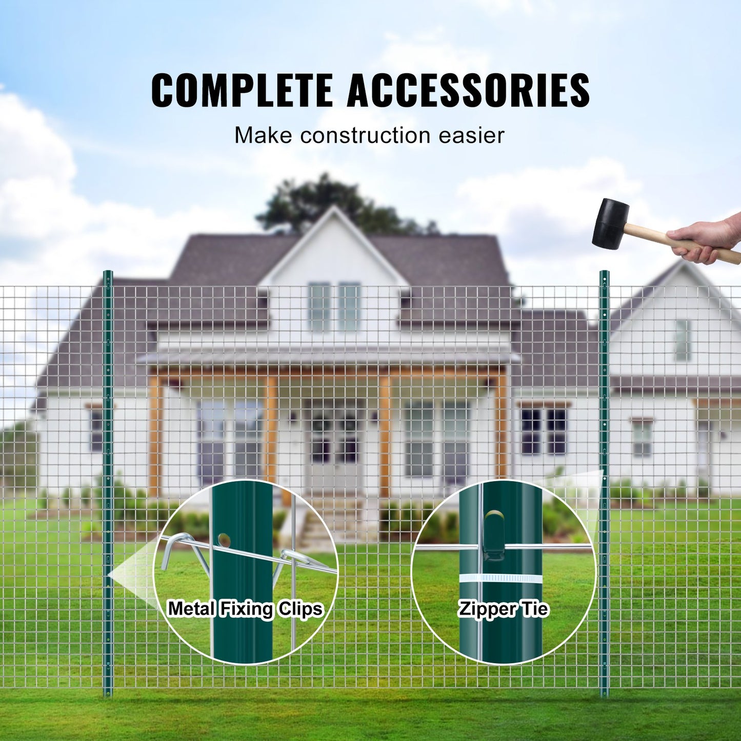 Heavy Duty Green Metal Fence Posts 5 Feet, 10 Pack for Garden Fencing