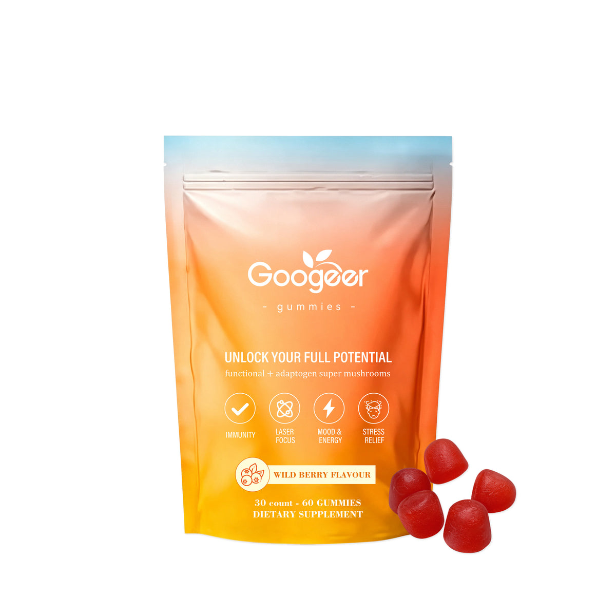 Mushroom Fudge Gummies with Vitamins & Herbs - 60 Count