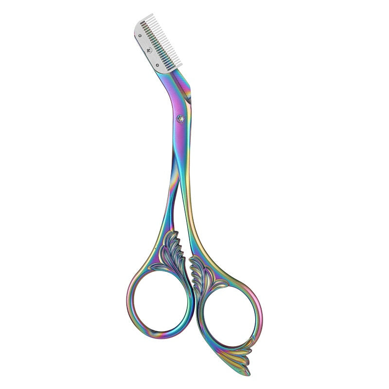 Stainless Steel Eyebrow Scissors with Comb - Precision Grooming Tool