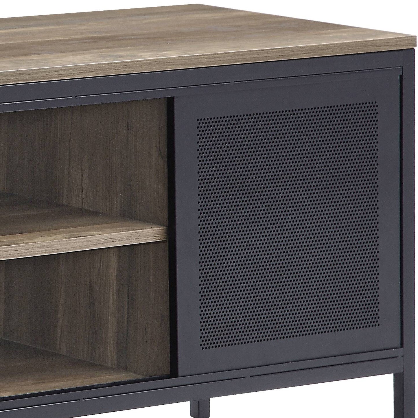 Rustic Oak & Black TV Stand for 50-Inch Flat Screen
