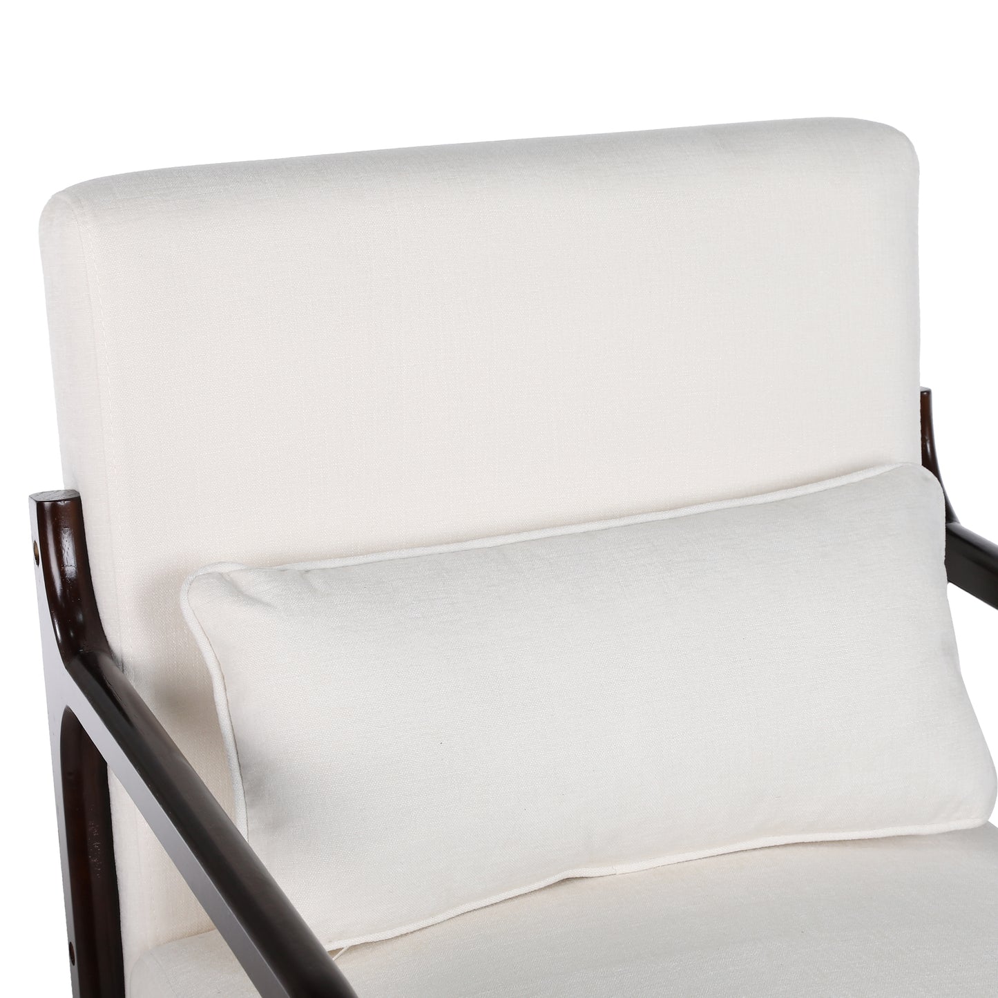 Mid Century Modern Accent Chair with Solid Wood Frame - Beige