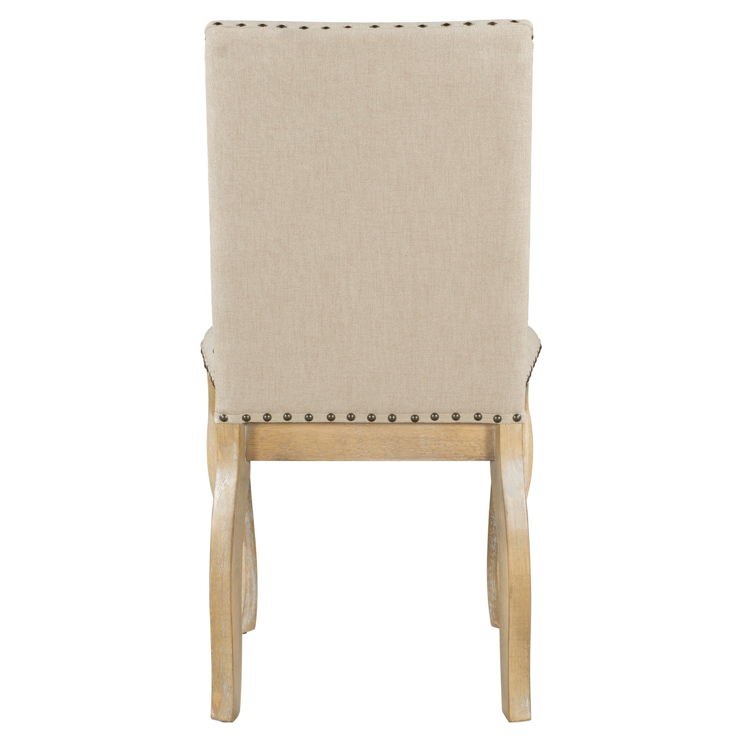 Set of 2 Upholstered Dining Chairs with Nailhead - Natural Wood Wash
