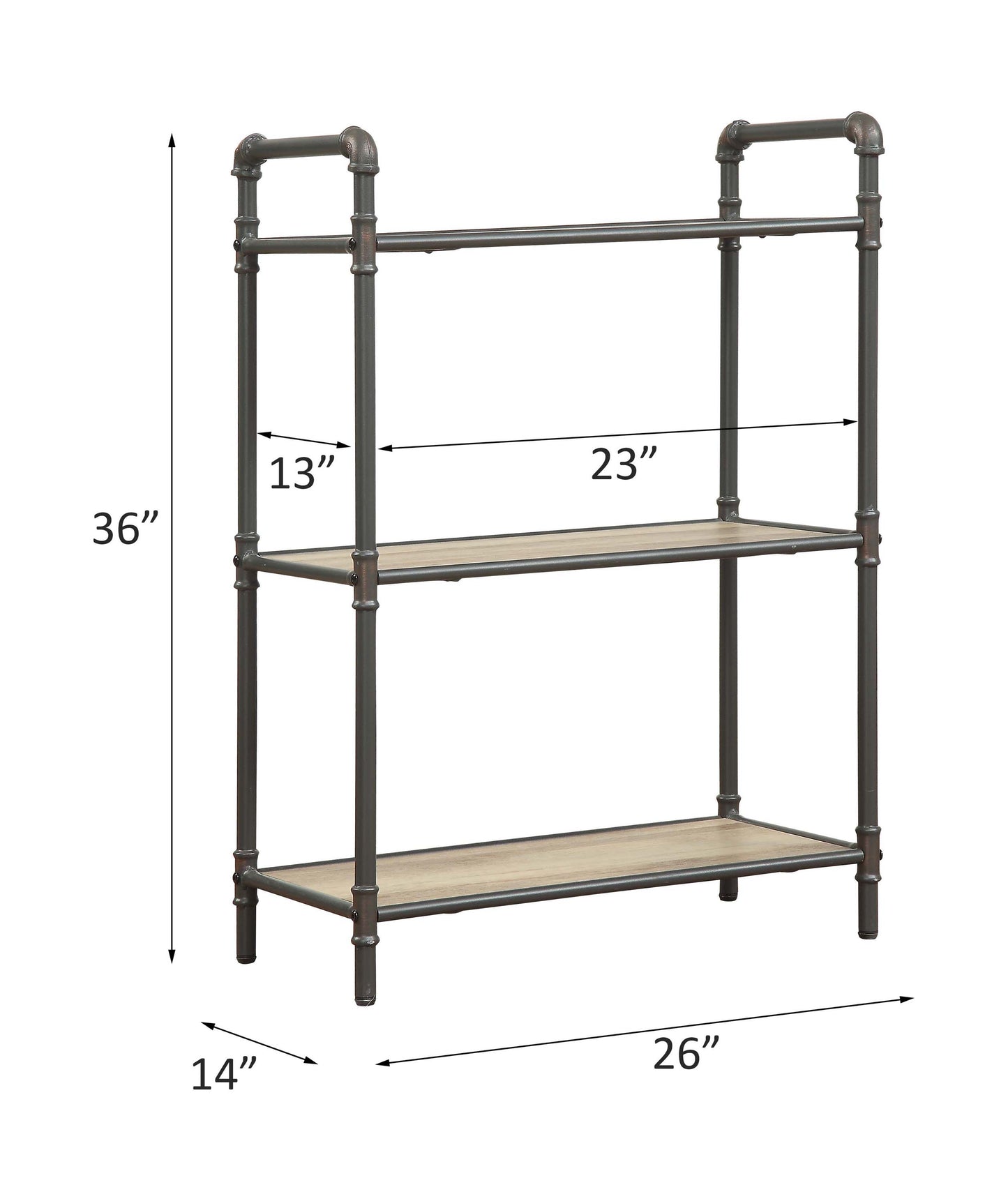 Itzel Antique Oak & Sandy Gray Bookshelf - 36" Tall