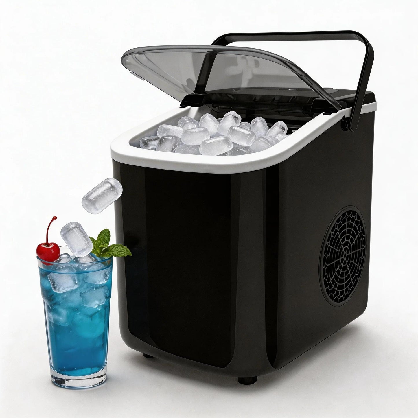 Portable Countertop Ice Maker Compact, Self-Cleaning, With Handle