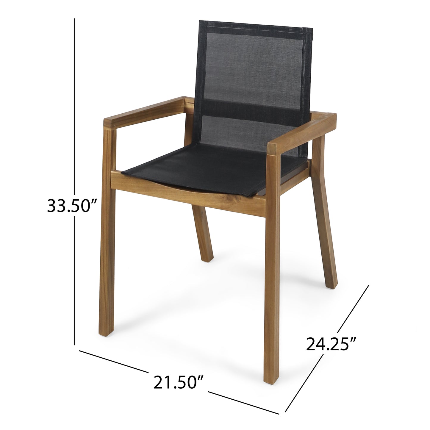 Teak Dining Chairs Set of 2 - Outdoor Wooden Seating
