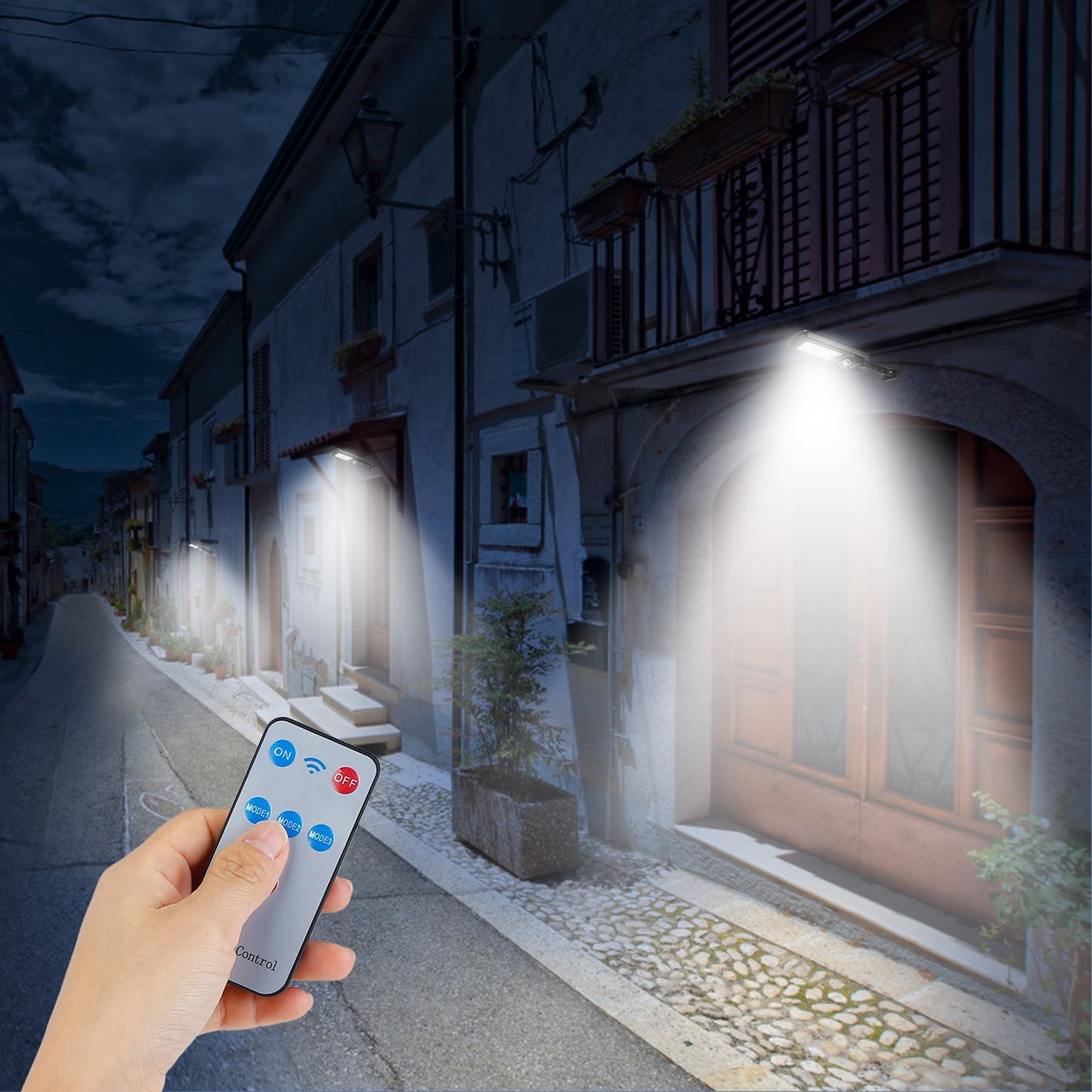 Solar Powered LED Wall Lights Outdoor Waterproof Motion Sensor with Remote Control
