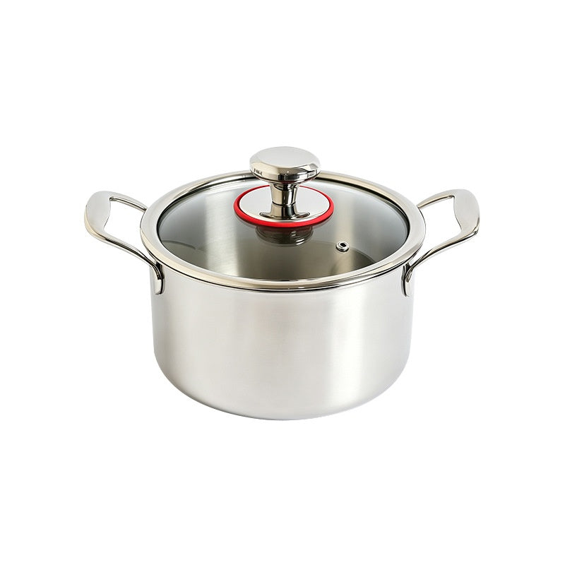 3.1L Thickened Uncoated Simmer Pot with Glass Lid - Kitchen Cooking Utensil