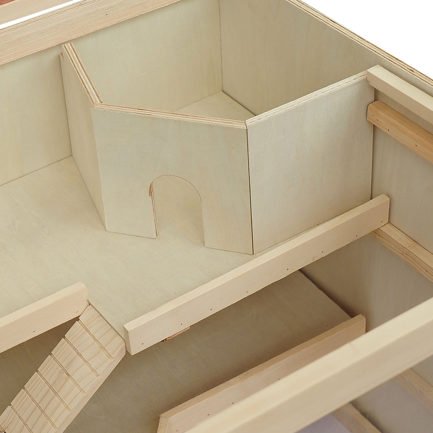 45-Inch Large Wooden Hamster Cage with Multi-Level Design & PVC Windows