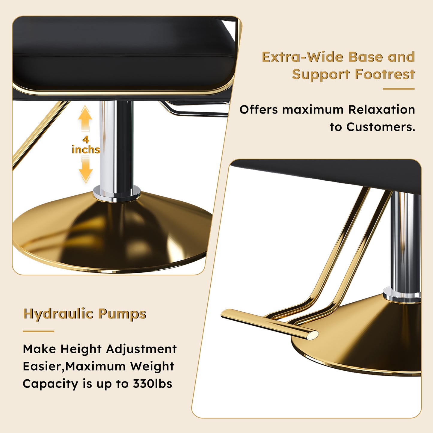 Hydraulic Salon Chair - 360 Swivel Barber Stylist With Pump,