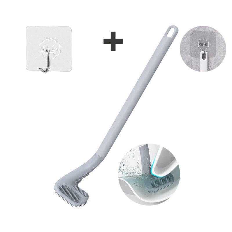 Silicone Non-Dead Corner Toilet Cleaning Brush Wall Mount Bathroom Tool