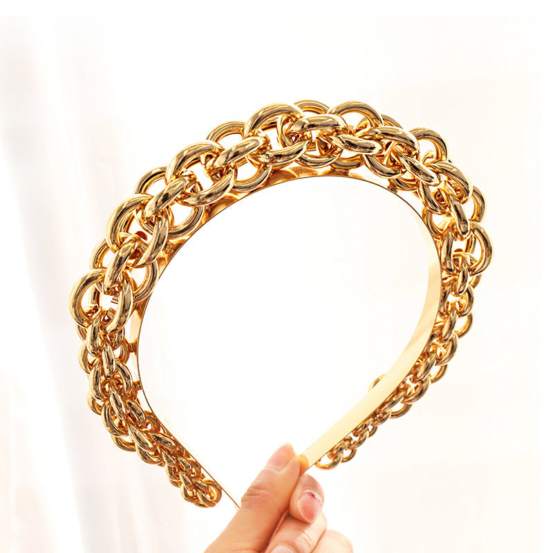 Metal Twist Braided Headband - Gold