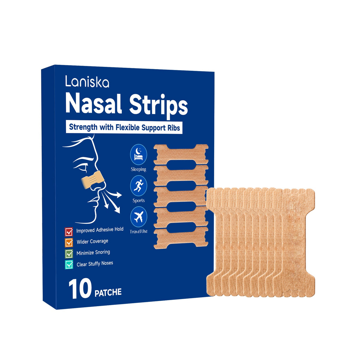 Nasal Snoring & Breathing Aid Patches - 10 Pack